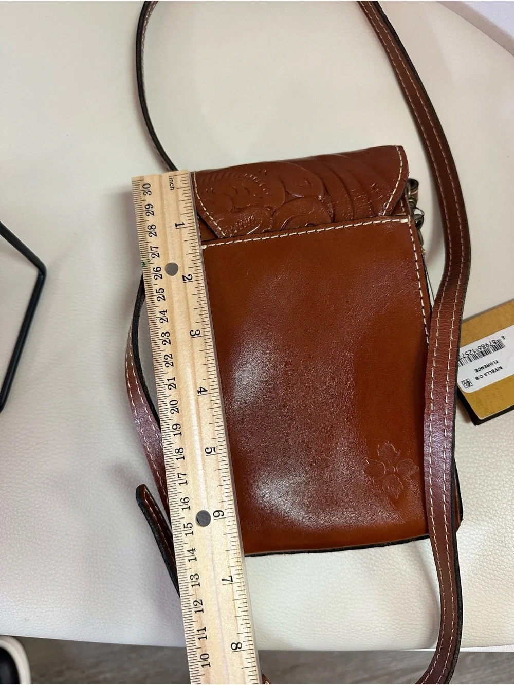 Patricia Nash Rivella Tooled Leather Crossbody Phone Bag Florence Brown NWT